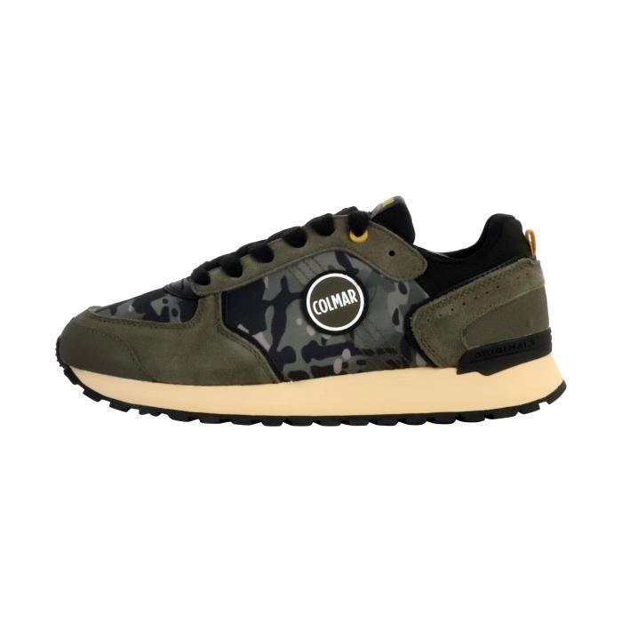 Colmar Basket Cuir Colmar Travis Camu - Vert militaire/Noir/Jaune