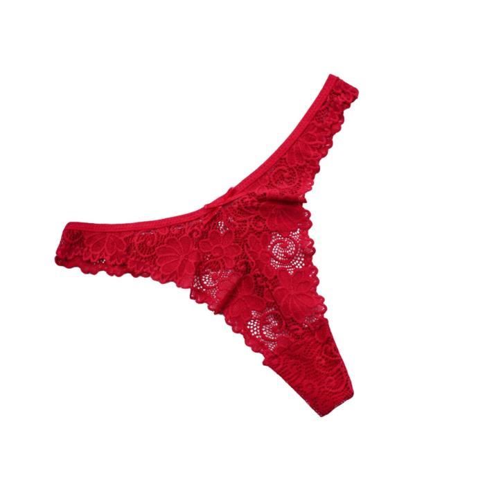 String Dentelle Femme Dos Creux & Anneau Cœur - Culotte Transparente Respirante | Lingerie Sexy