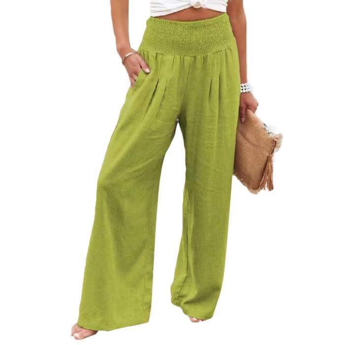 Pantalon Femme Mode Longue Élastique Baggy Pantalon Large Pantalons Été Chic Et Elegant Léger Lâche Pantacourt De Sport Harlen Grande Taille Et Elegant Pantalon En Lin Chic Fleuri Imprimé Ample Pantal