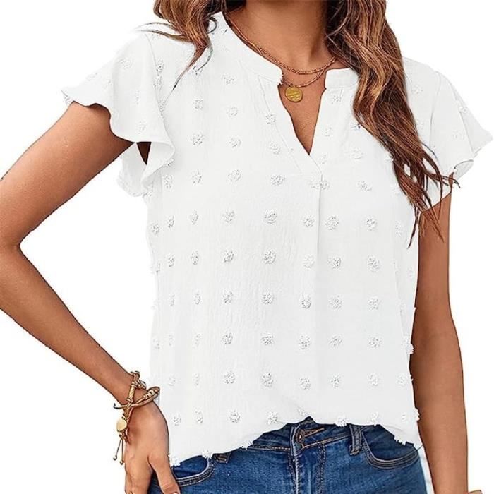T-Shirt Femme Rayures Coton Toton - Manches Courtes Col Rond - Élégant Et Confortable Pour Été