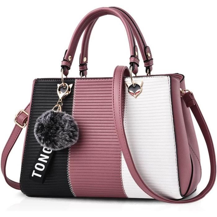 Sac à Main NICOLE & DORIS - Bandoulière Femme, Cuir PU | Style Rétro Avec Pompon | Taille Moyenne, Vert - Fourre-tout élégant