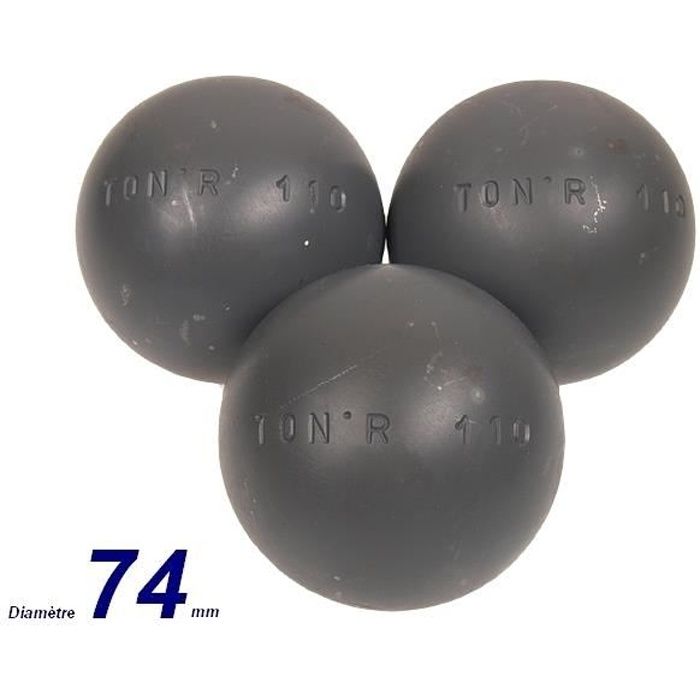 Boules de pétanque Ton.r tres tendre 71 mm - Obut 670g Noir