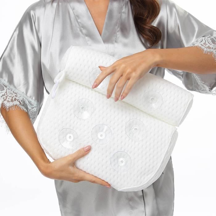 Oreiller De Bain Avec Ventouses - PVC Souple - 21x31 Cm - Pour Spa, Baignoire - Soutien Tête Et Cou - 7