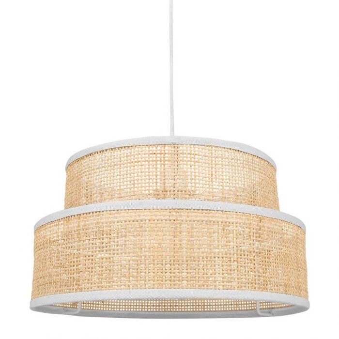 Suspension gigogne ronde cannage Yuka blanche Ostaria