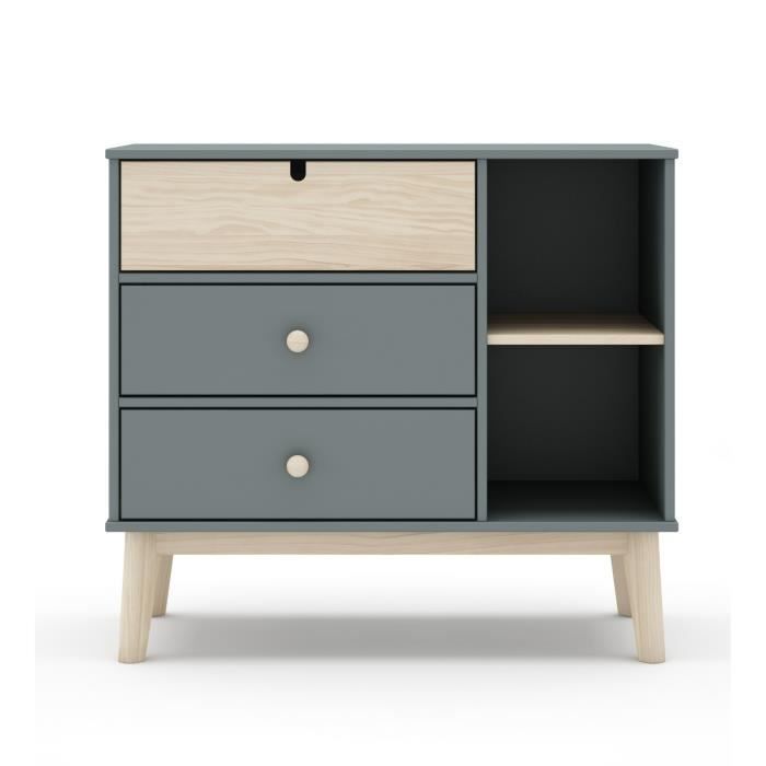 Commode meuble de rangement en pin ciré et MDF coloris vert kaki blanc - Longueur 90 x Profondeur 40 x Hauteur 80 cm Commode meuble de rangement en pin ciré et MDF coloris vert kaki blanc - Longueur 90 x Profondeur 40 x Hauteur 80 cm