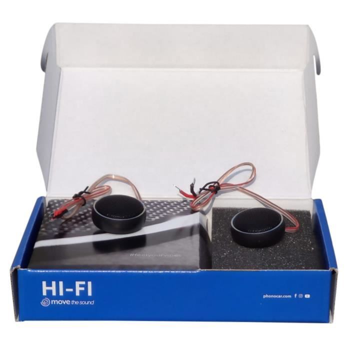Paire De Tweeters PHONOCAR 02419 70W RMS 140W Max - Dôme Soie, Aimant Néodyme, Profondeur 1.6 Cm