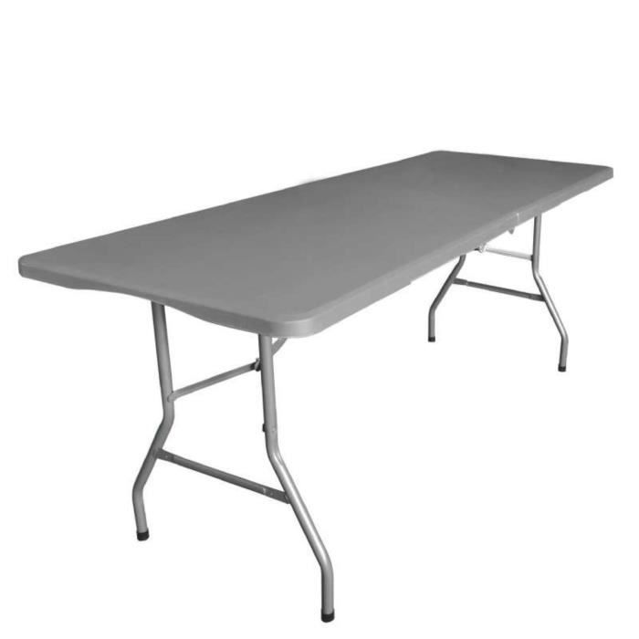 table pliante rectangulaire grise 239 x 74 x 74 cm