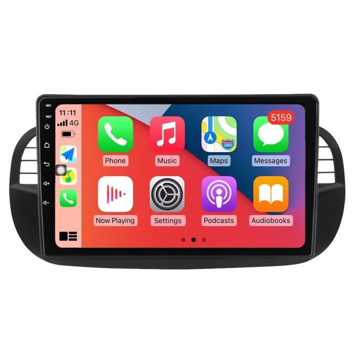 RoverOne® Autoradio GPS Bluetooth pour Fiat 500 Abarth 2007 - 2015 CarPlay Android Auto Stéréo Navigation WiFi Écran Tactile / Noir