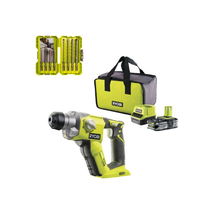 Pack RYOBI Marteau perforateur R18SDS 18V One+ 1 batterie 2.5Ah 1 chargeur Coffret empilage 8 forets SDSPLUS RAK08SDS2 - vue 7
