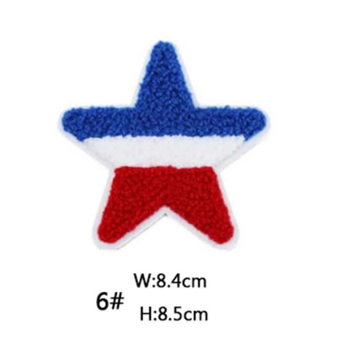 Shlk Patch Ecusson Brodé Dessin Animé étoile Autocollant Tissu Pour Vetement Jeans Veste Enfant Femme Couleur Rouge Blanc Bleu