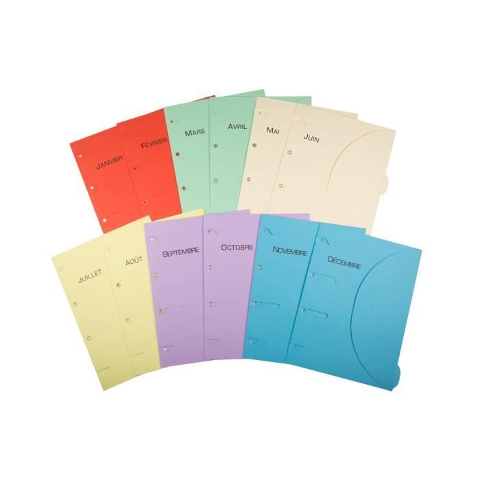 Pochettes De Classement Smartfolder - Pack De 12 (janvier à Décembre), Format A4, Fermeture Velcro - Fabriqué En France