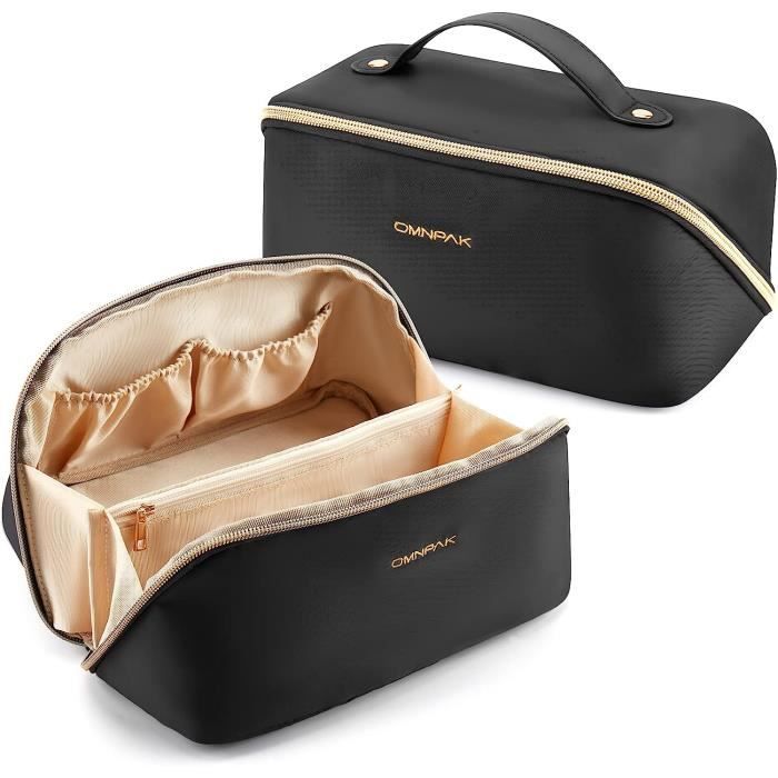 Sac De Toilette Noir Transparent PVC - Plusieurs Compartiments, Idéal Pour Maquillage