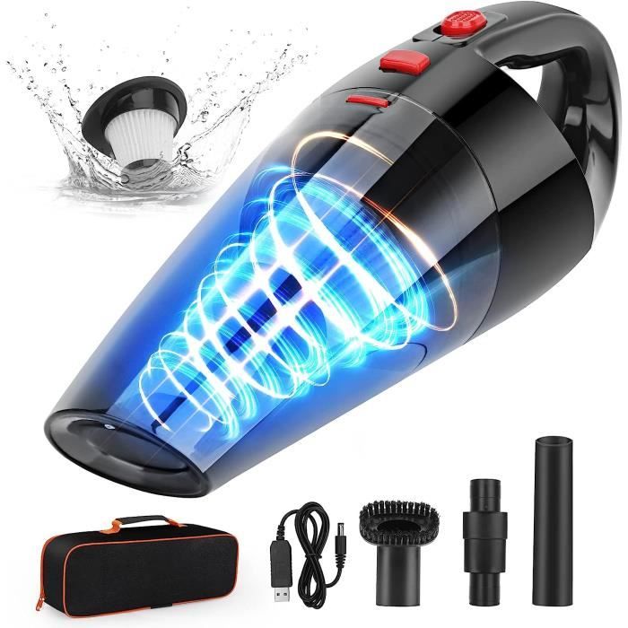 Sverluus Aspirateur à Main Sans Fil 8000Pa – 2 En 1 Ultra-Puissant Pour Voiture, Bureau, Maison & Claviers (Argent)
