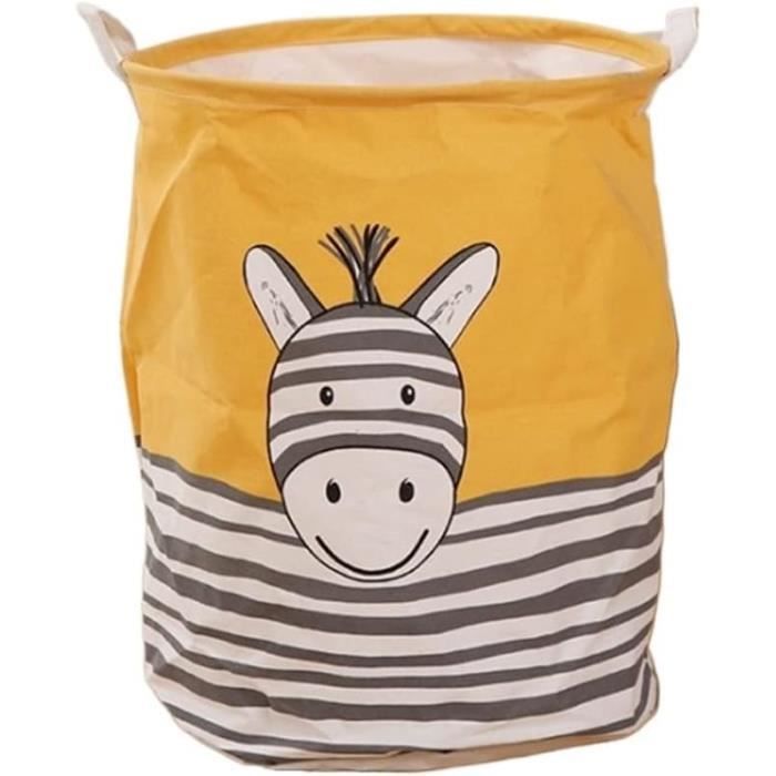 Panier à Linge Bébé Animaux - Corbeille Rangement Jouets Pliable Avec Fermeture Cordon