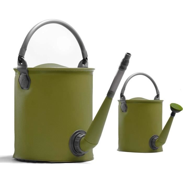 Seau Pliable 9L Colapz Sans BPA - Gris - Arrosoir Rétractable 2 Embouts - Idéal Camping-Car, Caravane, Jardin, Douche Portable, Vaisselle