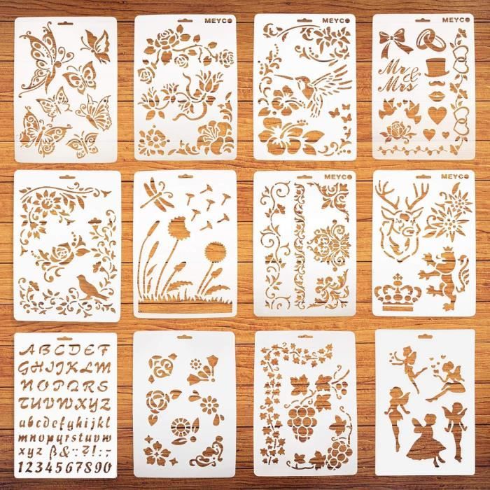 16 Pièces Plastique Modèle De Peinture Animaux Créatif, Pochoirs En Plastique Pour Enfants, Pochoir Animaux Pour Enfants, 16 Formes D'animaux