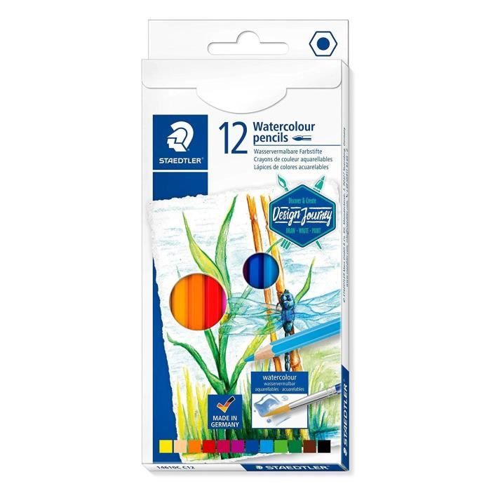 STAEDTLER® 14610C Design Journey - Etui carton 12 crayons de couleur aquarellables assortis