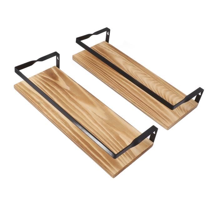 GIEANOO Étagère Murale, 40cm Étagère Flottante En Bois De Chêne Massif, Rustique Etagere Bois Pour Salon, Cuisine, Chambre, Salle De Bain