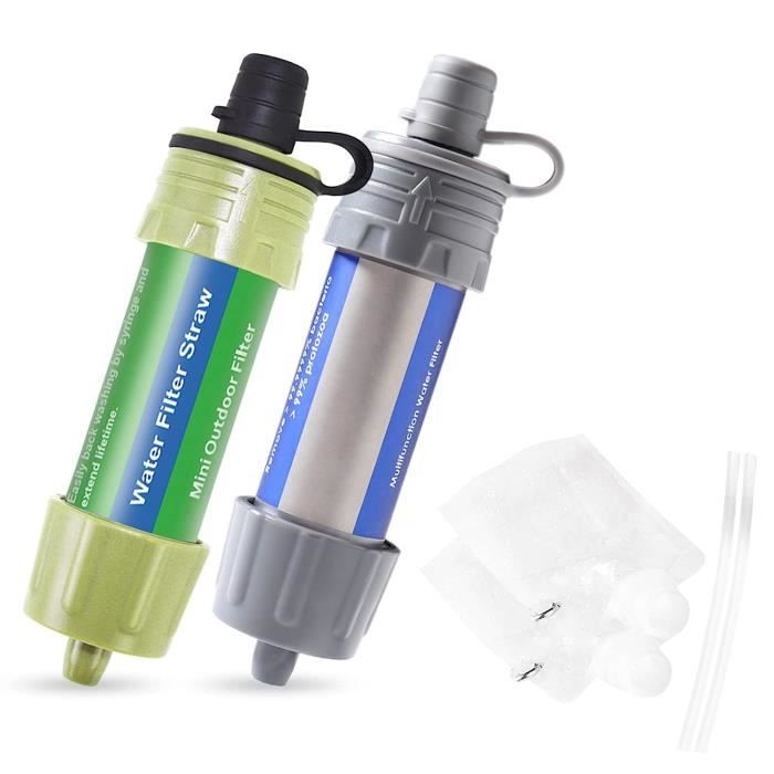 2 Pailles Filtrantes Personnelles - Filtre 2000L, Portable, Pour Randonnée, Camping, Survie, Eau Potable