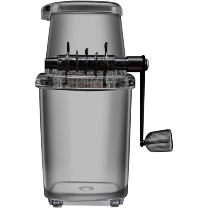 Broyeur à Glace Manuel Broyeur à Glace Rotatif Cocktails Slush Machine à Glaons Broyés Smoothies Broyeur à Glace Machine Maison 1.25L Broyeur à Glace Chromé Glaons Boissons Chopper Agitateur (Gris