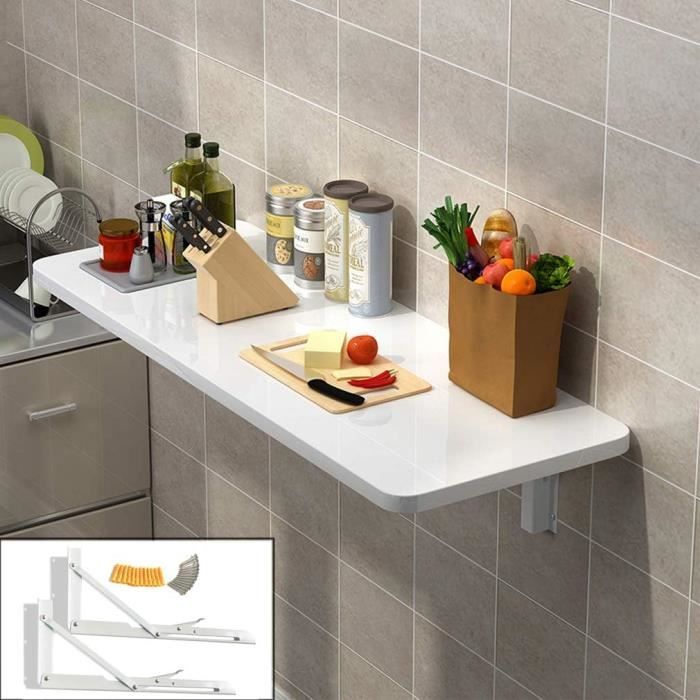 Bureau Mural Suspendu Avec Tablette Rabattable - Gain De Place - Bois, 41x77x51 Cm
