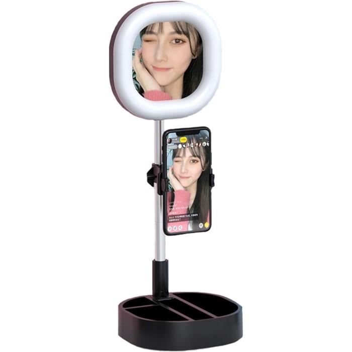 Trépied Avec Ring Light PEYOU 12" - 183cm Réglable - Support Téléphone Et Tablette - 3 Modes Lumière - Pour Selfie/Maquillage/Live