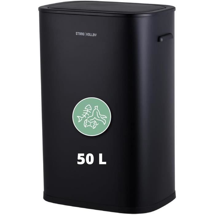 Poubelle De Cuisine Double De 50 Litres Et De Recyclage, 60 L (2 X 30 L) En Acier Inoxydable Anti-empreintes Digitales Avec Double Couvercle, Poubelle Mains Libres Sans Seau Intérieur Pour Cuisine