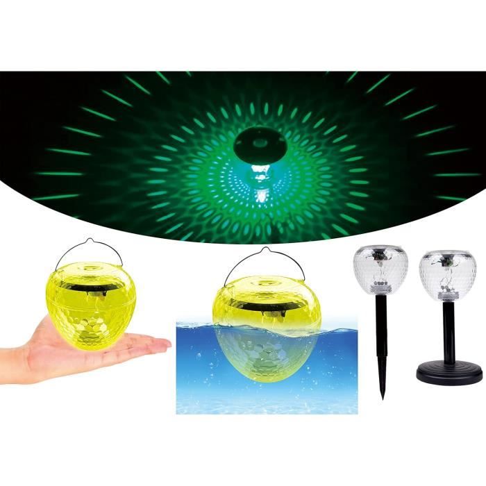 Lampe solaire flottante pour piscine avec projection de poissons main image 0
