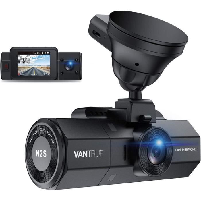 VANTRUE N2S 4K GPS Dashcam Vision Nocturne IR, Double 1440P Camera Embarquee Avant et Arriere pour Voiture, 24H Double Survei