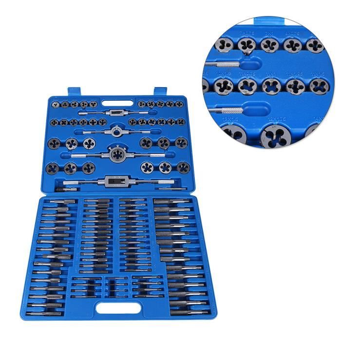 Coffret De Tarauds Et Filières TecTake – M2 à M18 – Neuf Avec Défaut (manque 2 Pièces)