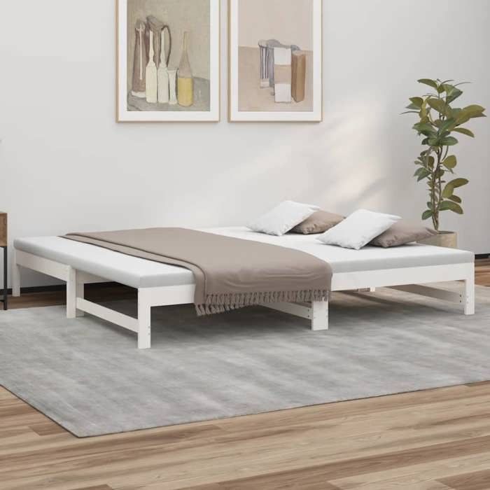 vidaXL Lit coulissant sans matelas blanc 2x(100x200) cm 823400