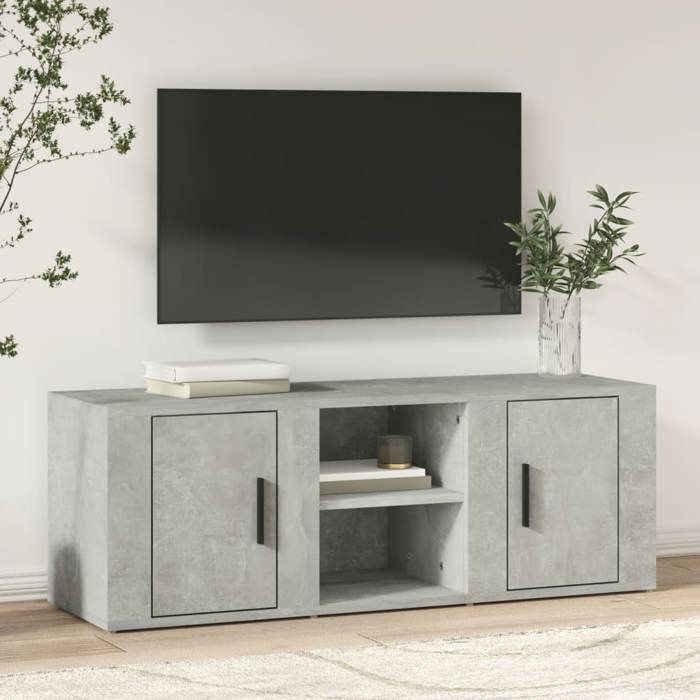 vidaXL Meuble TV Gris béton 100x315x35 cm Bois dingénierie 819432