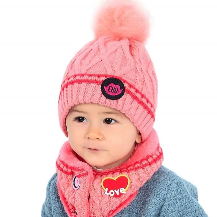 Bonnet Bébé Fille Hiver Pompom 0.5-8 Ans Tricotés Bonnet Bébé Garçon  Naissance Chaud Tube Echarpe Enfant Fille Automne Ensembl@M195 - Cdiscount  Prêt-à-Porter