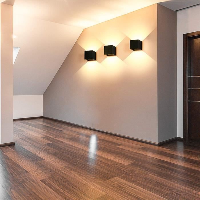 Applique Murale Intérieur UNI 3PCS 12W - WOTTES - Noir - Faible Consommation dÉnergie - Décoration et Éclairage