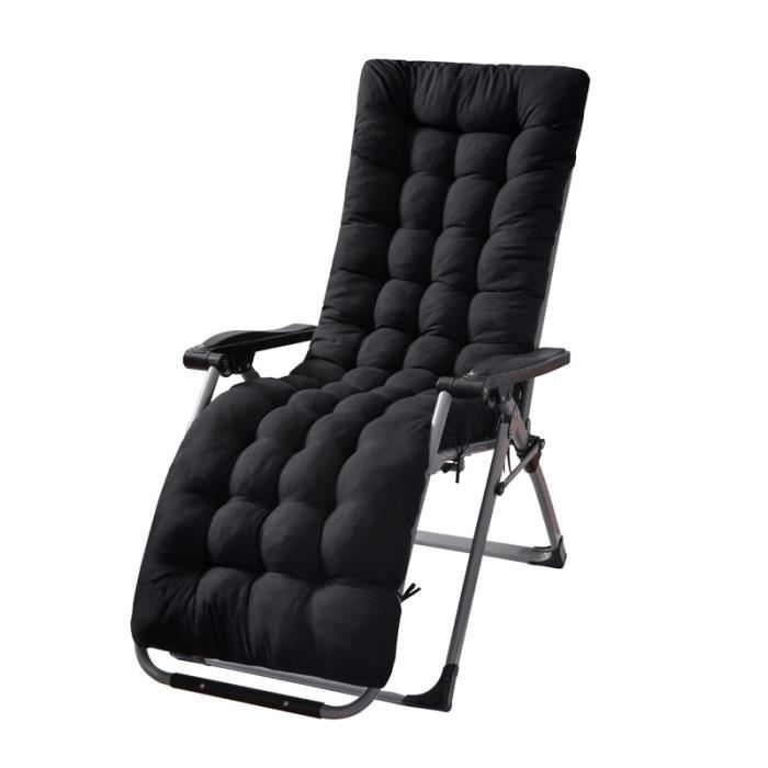 Coussin de Chaise Longue Bain de Soleil Coussin Transat Jardin Intérieur Extérieur 170*53*8CM Noir