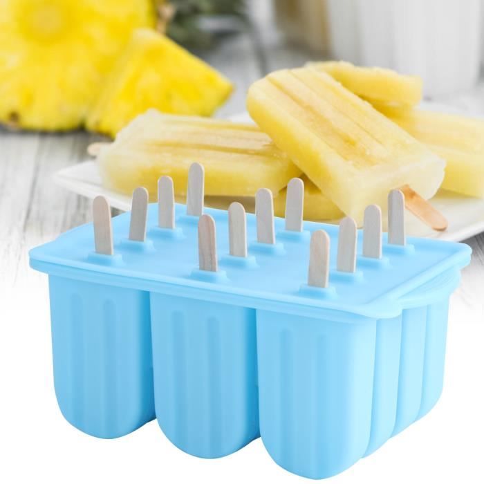 12 Pièces Moules à Glace Silicone Colorés Avec Couvercles - Kit Complet Avec Brosse Et Entonnoir Pour Sorbets, Yaourts Et Glaces DIY