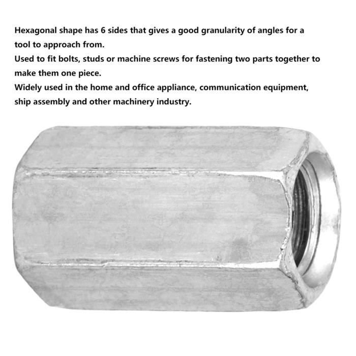 Écrou De Couplage Hexagonal 5 Pièces M10 X 1,5 17 L30 Mm Écrou De Connecteur En Acier Inoxydable Antirouille Pour Tige Filetée | Leroy Merlin