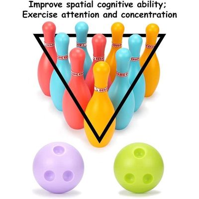 Set De Bowling Enfant Dickly - 10 Quilles 30cm | Jeu éducatif Intérieur/extérieur - Cadeau Idéal