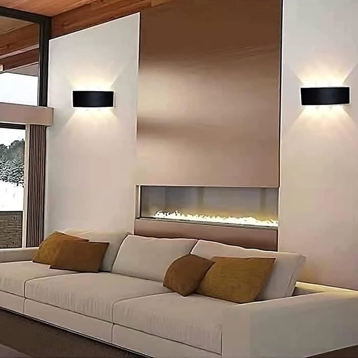 Applique Murale Interieur LED 8W, Créatif Lettre Noir Lampe Murale 3000K  Blanc Chaud Moderne Métal Luminaire Mural Pour Chambre Salon Escalier  Couloir