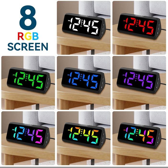 Réveil numérique pour chambre, projecteur rotatif à 180°, écran LED clair | Leroy Merlin
