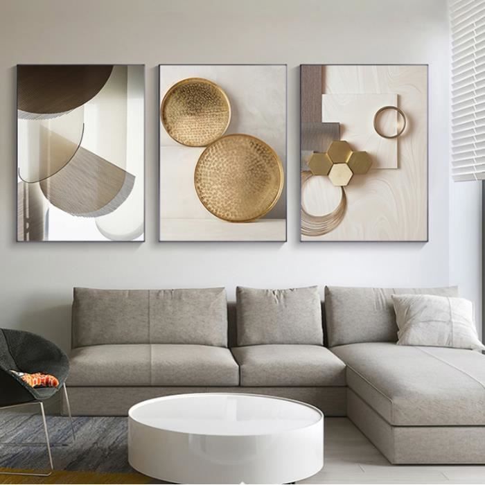 ARTTOR Deco Affiches Murales 50x70cm Affiche Decoration Murale Pièce Géométrique Orange Cuisine Wall Art Design Moderne Poster Cadre Blanc Tableau Decoration Salon Chambre Decor P2WPA50x70-4877