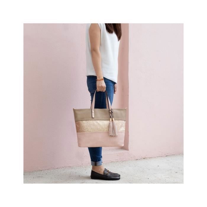 CRAZYCHIC Grand Sac à Main Paillette Femme Sac Epaule Shopping