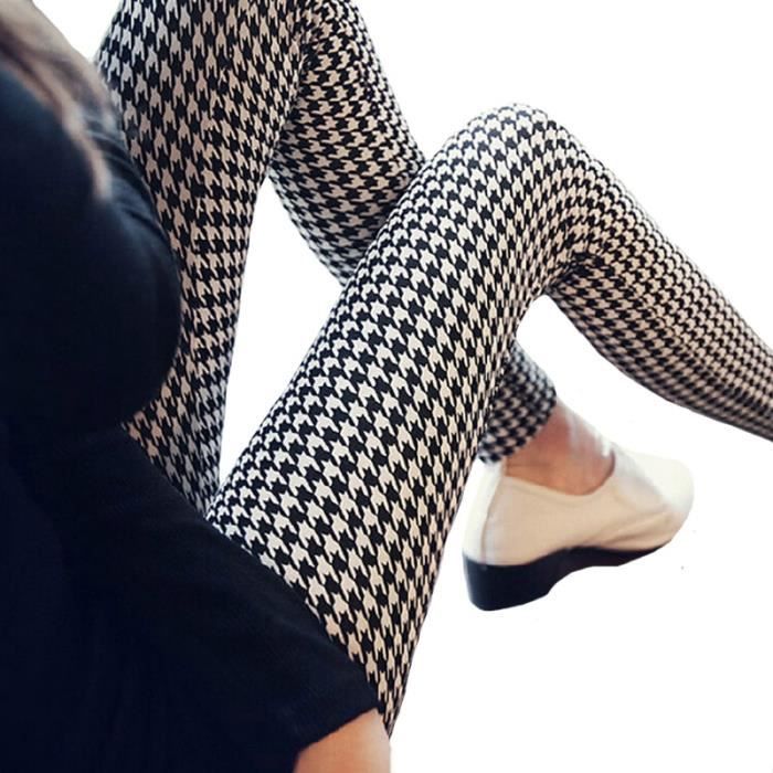 Legging femme pied de poule CUHAKCI Type Big Leopard Blanc Cdiscount Pret a Porter