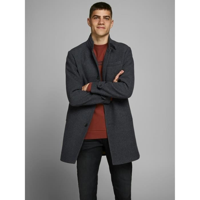 Manteau en laine recyclee melangee Jack Jones jprblamelton dark grey melange XS Homme Dark grey melange Cdiscount Pret a Porter