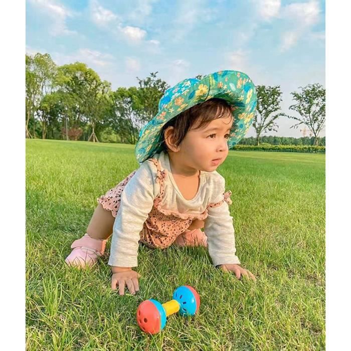 Chapeau Bebe Fille ete Anti UV Fille Chapeau de Soleil B b Bleu