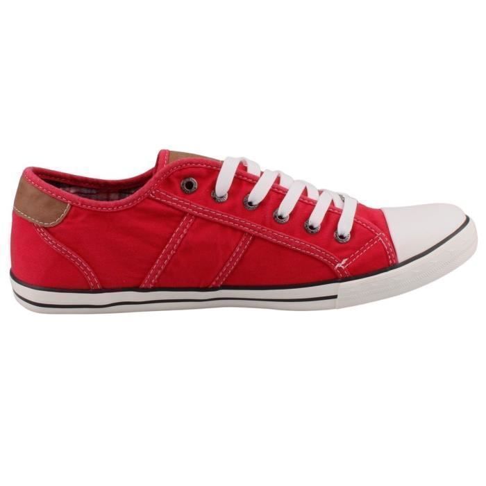 Baskets en toile rouge MUSTANG Hommes Lacets Plat Adulte