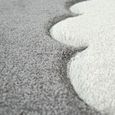 Tapis Chambre Enfant Adorable Couleurs Pastel Motif Nuages Poils Ras En Gris Blanc [Ø 120 cm rond]-2