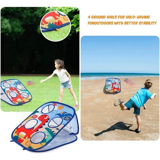Jeu De Lancer 6 En 1 Pour Enfants – Fléchettes, Balles Velcro, Sacs De Haricots, Anneaux, Jeu Pliable Dinosaure