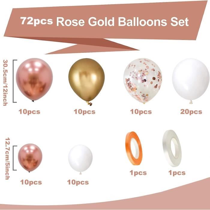 70 Pièces Ballon Anniversaire Rose Gold or Ballon, Ballon or Rose Dorés  Ballons