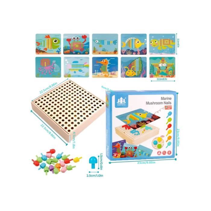 Grosse Perle En Bois SunAurora Jeu Mosaïque 240 Perles Pour Enfants Dès 2 Ans - Éducatif Et Créatif